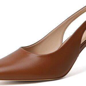 Women Slingback Kitten Heels Leather 2.75 Inch Pointed Toe Party Shoes
